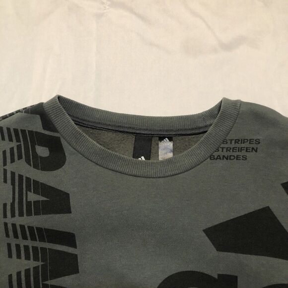 Adidas Sweatshirt Adult Small Gray Casual Crew Neck Pullover Men’s AOP - Picture 3 of 8
